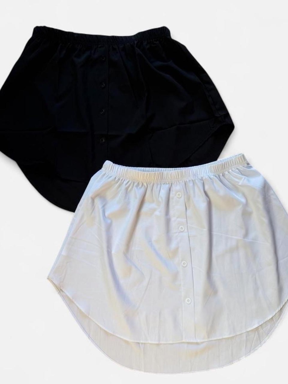 Classic Button-Front Half Slip Skirt - Black & White
